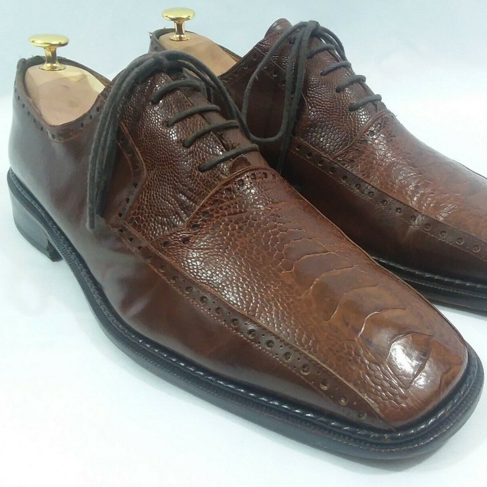 Mezlan 'Taranto' Ostrich Leather Bike Toe Oxfords